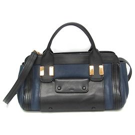 Chloé Alice Women's Leather Handbag,Shoulder Bag Black,Navy Black