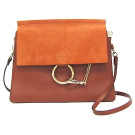 Borsa a spalla in pelle e suede Chloé Faye Medium per donna, marrone Marrone