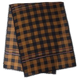 LOUIS VUITTON Sciarpa Grande in Lana/Seta Masai Check Marrone Nero Nero