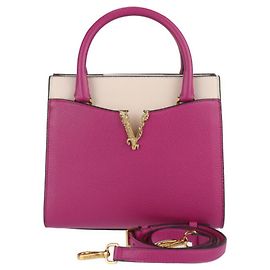 Borsa a mano VERSACE VIRTUS in pelle magenta rosa beige, borsa a spalla Rosa