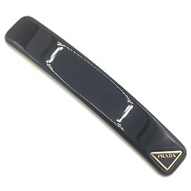 Fermaglio per capelli Plex nero in metacrilato e triangolo in ottone per donne PRADA Nero