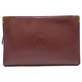 Borsa Cartier Must Line Second, Borsa, Pelle Bordeaux e Rossa, Uomo Rosso