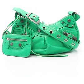 Balenciaga LE CAGOLE shoulder bag, leather, women's, green Green