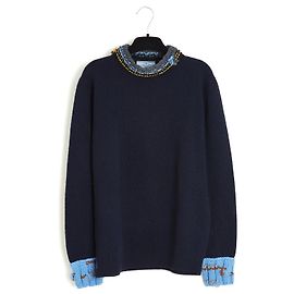 Suéter de Lã Marinho Oversized Prada 2017 FR36 Frankenstein UK8 US6 Azul marinho