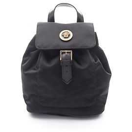Zaino Medusa Versace, Nylon e Pelle, Donna, Nero Nero