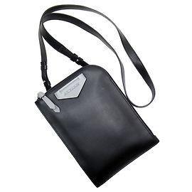 GIVENCHY Shoulder Bag Leather Black x Light Grey Men's Black