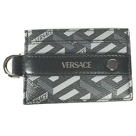 Versace With ring Business Card Holder Pass Case Card Case Black gray Black