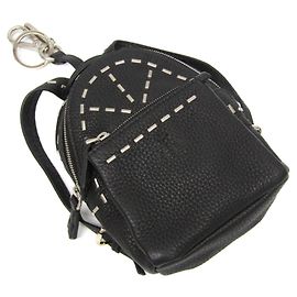 Fendi Selleria Key Ring Men,Women Leather Pouch Black Black