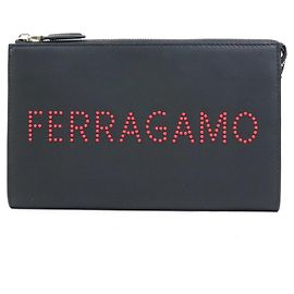Borsa clutch Salvatore Ferragamo in pelle nera per uomini e donne, Nero