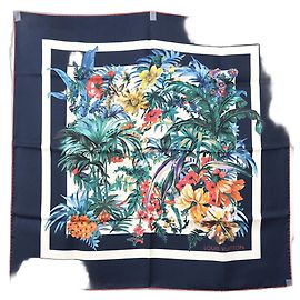 Sciarpa Carré LV Bouquet Louis Vuitton Blu Marino/Multicolore % Seta Monogramma Floreale Multicolore