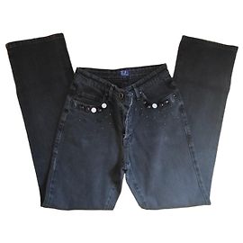 Vaqueros rectos Trussardi Jeans negros de algodón con detalles de joyas Negro