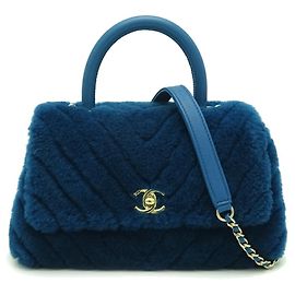 Borsa a spalla Chanel Stitch Coco Handle (XS), Donna, Mouton, Blu Blu
