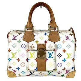 Sac Boston Mini Speedy 30 Monogram Multicolore Louis Vuitton Blanc