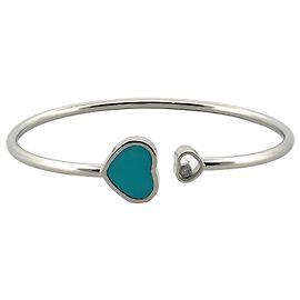 Pulseira Chopard Happy Heart com turquesa e diamantes Azul Dourado