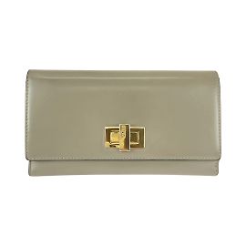 Fendi Peekaboo Beige Leather Long Wallet Beige
