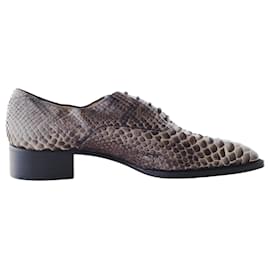 Christian Louboutin Mocassins en python à bout pointu Louboutin Marron