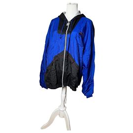 Vintage Givenchy Windbreaker Jacke L Blau Schwarz Schwarz