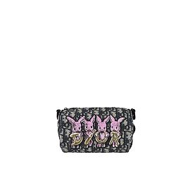 Borsa Messenger a Rullo Mini in Tela Obliqua Christian Dior Nero