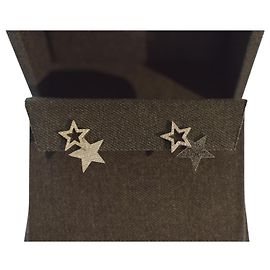 Autre Marque Nikos Koulis Asymmetric Star Diamond & Black Diamond Stud Earrings – With Box Black