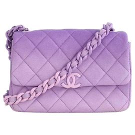 Chanel Bolsa de ombro de couro roxa Roxo