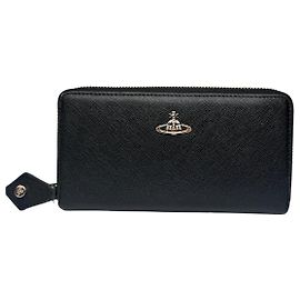 Vintage Vivienne Westwood Leather Zippy Wallet Black Black