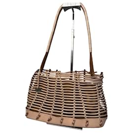 Vintage Salvatore Ferragamo Cage Leather Bag Brown Camel