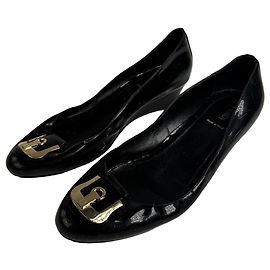 Vintage Fendi Lackleder-Clogs Schwarz EU41 Schwarz