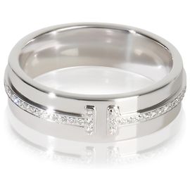 Tiffany & Co Anel Largo Tiffany T em Ouro Branco e Diamantes Tiffany Outro