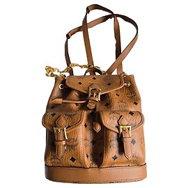 Mochila de couro MCM em cognac Marrom