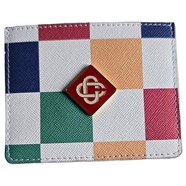 Casablanca Card holder with check pattern and logo application White Red Blue Multiple colors Green Orange