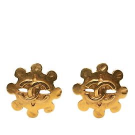 Boucles d'oreilles vintage clip Coco Mark de Chanel Doré