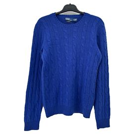 Polo Ralph Lauren Blauer, gedrehter Pullover aus Kaschmir Blau