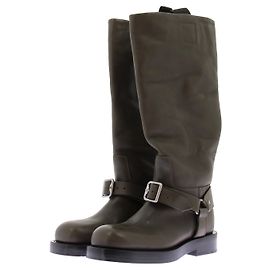 Burberry Khaki Leather Ankle Boots Size 38 Khaki