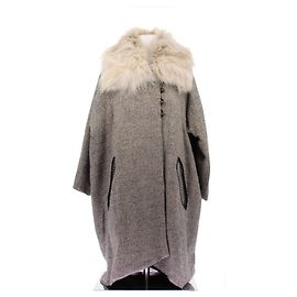Isabel Marant Etoile Wollmantel mit Pelzkragen Grau