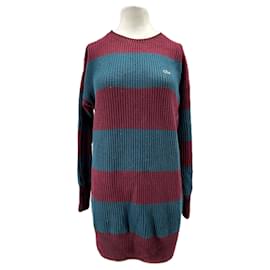 Lacoste Robe pull rayé bordeaux et bleu Bleu