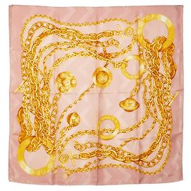 Céline Sciarpa/foulard a catena Celine in seta rosa e oro per donne. D'oro