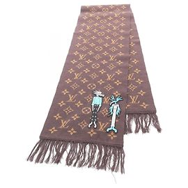 Louis Vuitton Sciarpa LV Friends Monogram in Lana per Uomini e Donne, Marrone Multicolore Marrone