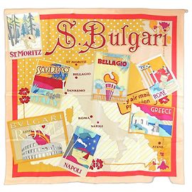 Bulgari Sciarpa BVLGARI, Beige, Multicolore, % Seta, Grande, Donna, Marrone