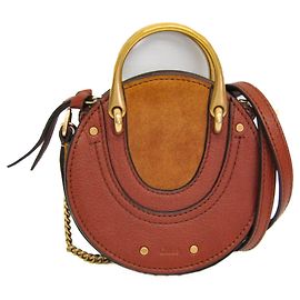 Bolsa de ombro de couro e camurça Chloé Pixie para mulheres, marrom Marrom