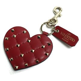 Portachiavi a forma di cuore con borchie Valentino Garavani Rosso Donna D'oro