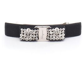 Pulseras negras con strass Salvatore Ferragamo Negro