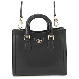 Borsa Tote Media Gucci Diana in Bambù e Pelle () - Nero, Spalla Nero