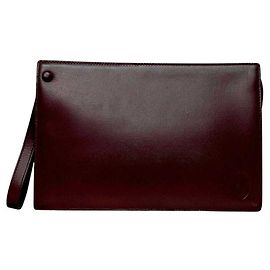 Cartier Second Bag Bordeaux Must Leder Clutch mit Griff - Herren, Weinrot Rot