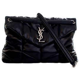 Saint Laurent Black Medium Nappa LouLou Puffer Shoulder Bag Black
