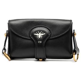 Bolsa de sela D Bee em couro preto mini da Dior Preto