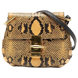 Chloé Bolsa Crossbody Drew em couro amarelo com estampa de python pequeno Amarelo