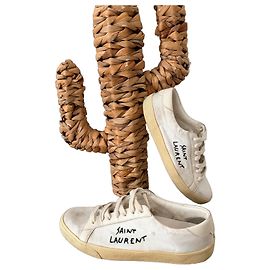 Saint Laurent Paris Sneakers – Canvas & Leder – Ikonischer Used-Look Weiß