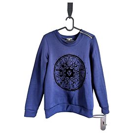 Sweatshirt à imprimé astrologique bleu marine avec fermeture éclair sur l'épaule taille 36 claudie pierlot Bleu