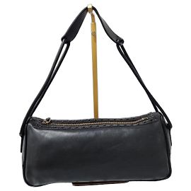 Bolsa de ombro de couro vintage Gucci preta Preto