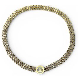 VINTAGE CHANEL GOLDSCHMUCKGÜRTEL MIT CC LOGO MEDAILLON 80 CM Golden
